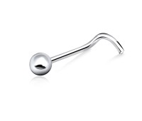 2mm Ball Shaped Curved Nose Stud Silver NSKB-62